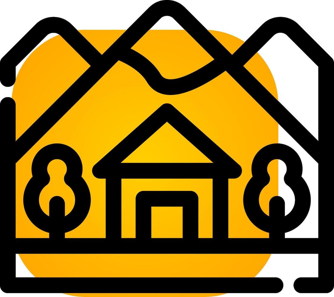 Cabin Landscape Creative Icon Design vector