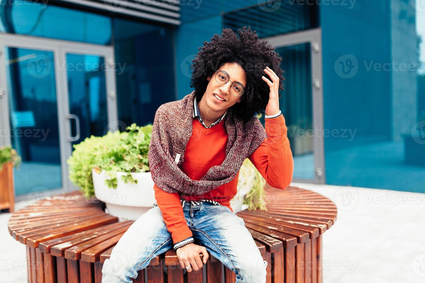 Stylish mixed race man, great design for any purposes. young student guy. Youth lifestyle. photo