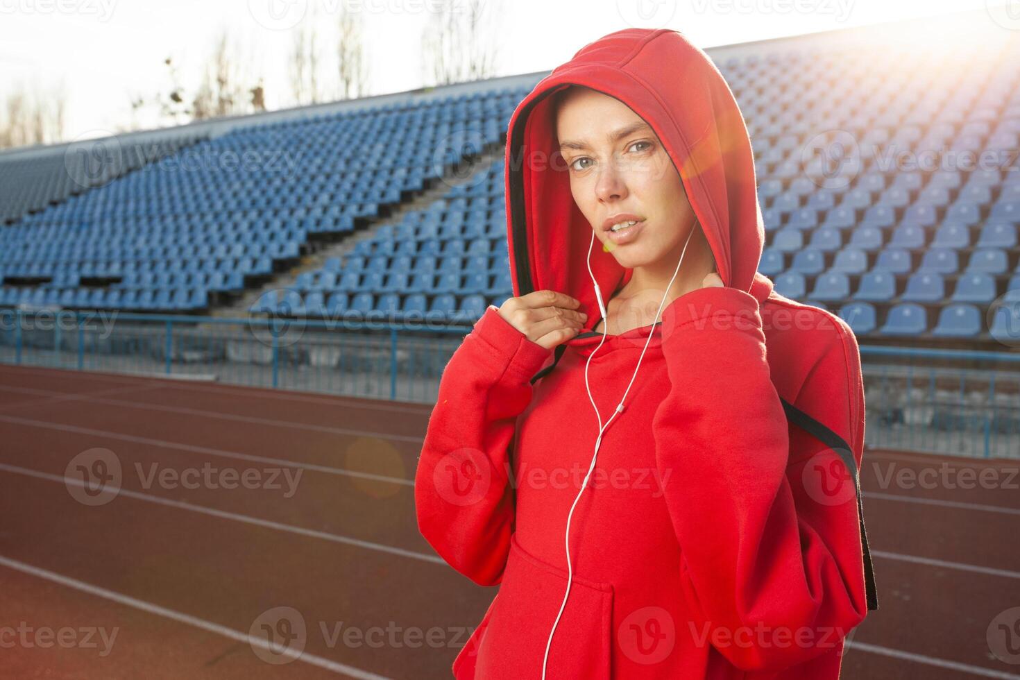Portrait of a beautiful Caucasian girl athlete photo