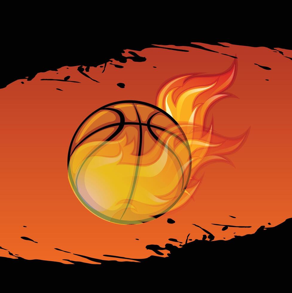 baloncesto en fuego vector ilustración