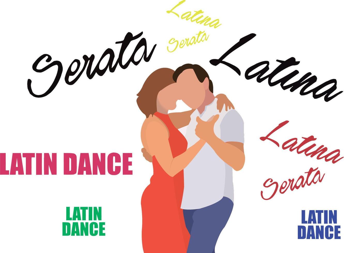 Latin dance passion - couple in embrace vector