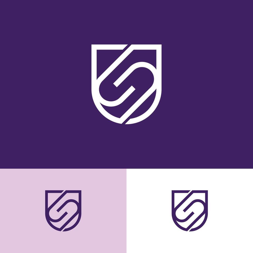 Initials US creative modern logo monogram or badge incorporated in a shield shape vector