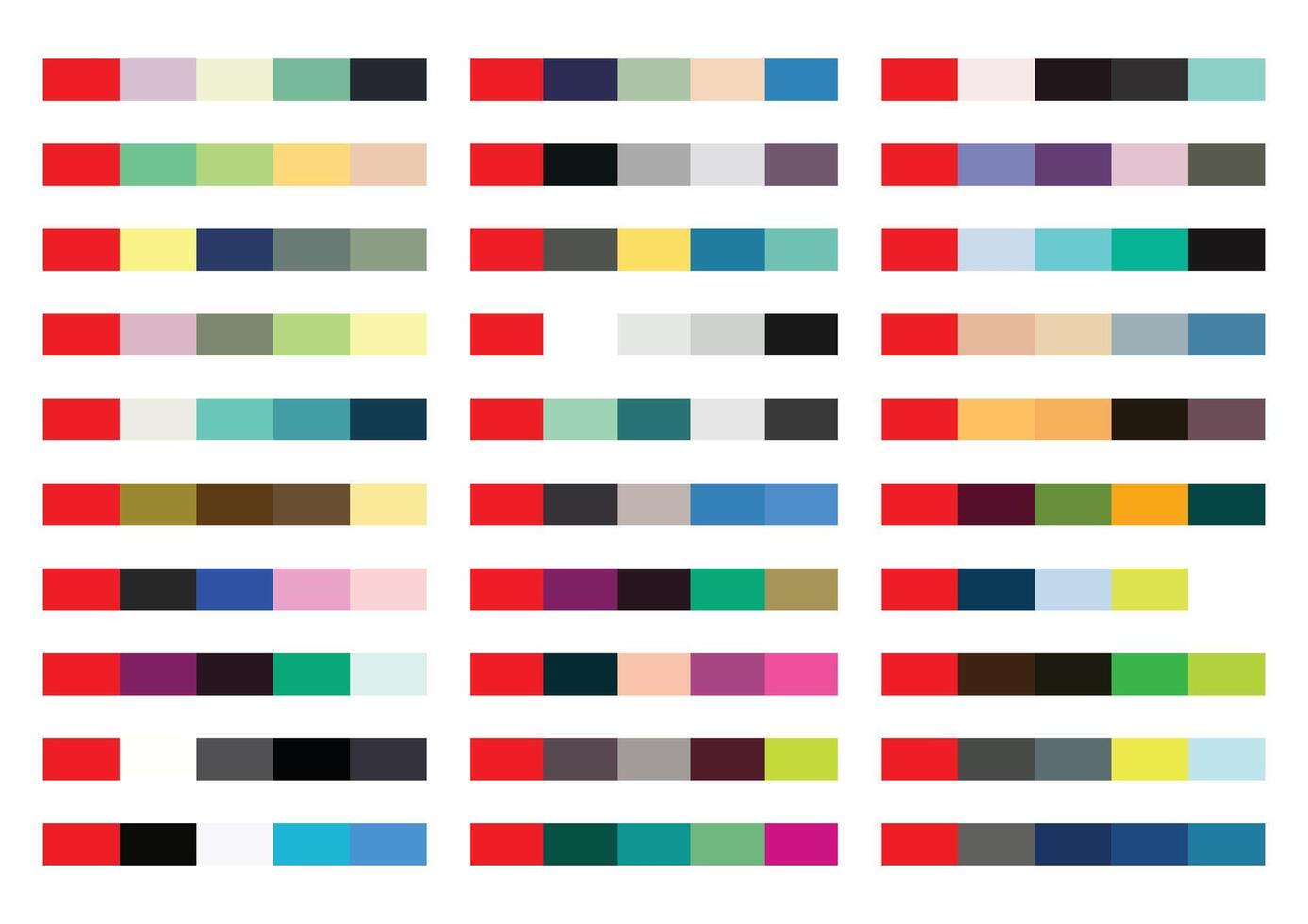 Pack of amazing red color palettes vector illustration