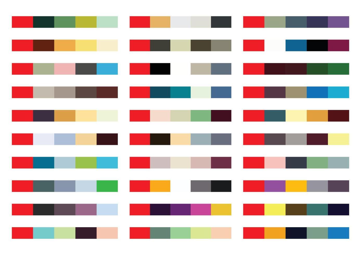 Modern set of abstract red color palettes vector illustration