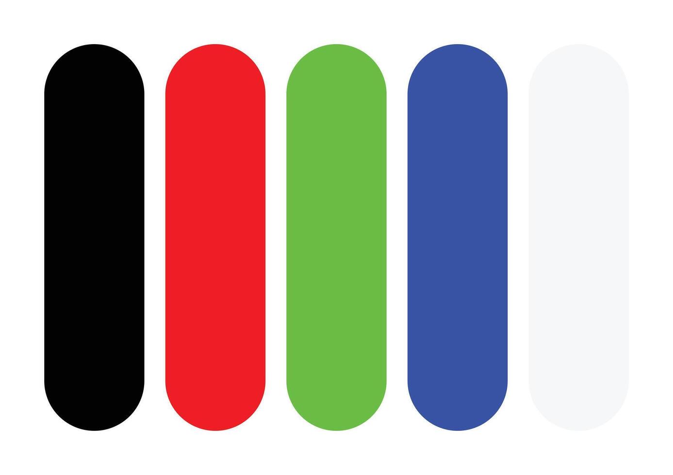 Eclectic Harmony Black, Red, Green, White, and Blue Color Palette vector