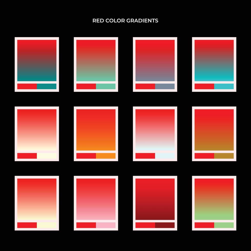 Vector collection of red color gradients