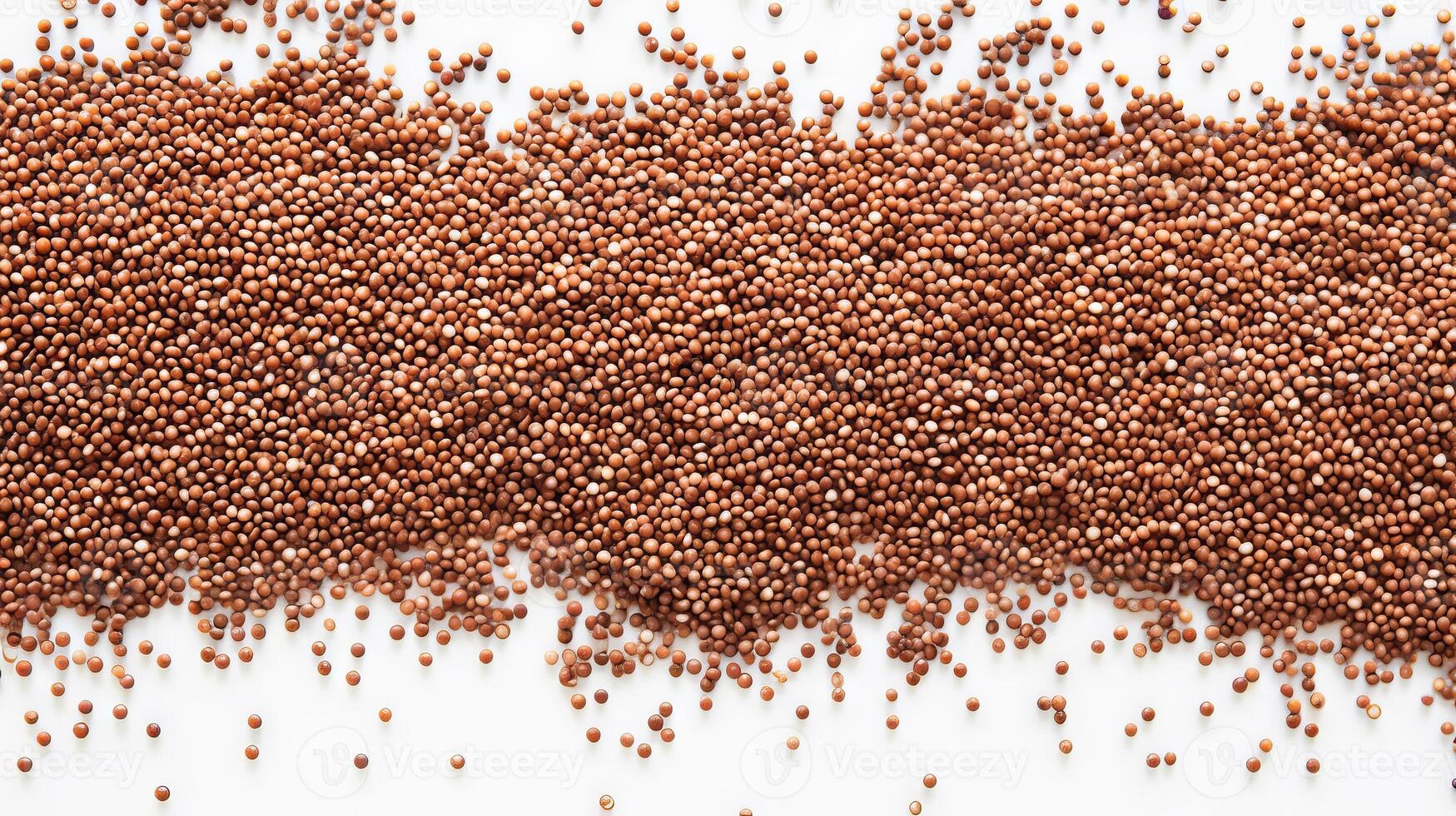AI generated Scattered mustard seeds on a white surface. Concept of spices, seasoning, condiments, and cooking essentials. Top view. photo