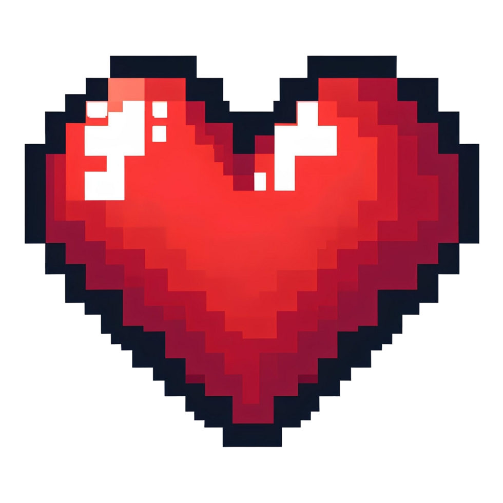 AI generated pixelation of red heart in PNG image