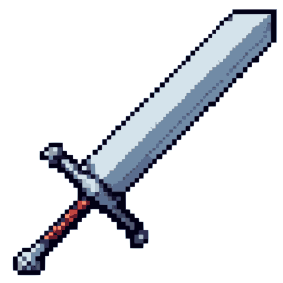 AI generated pixelation of sword or blade PNG