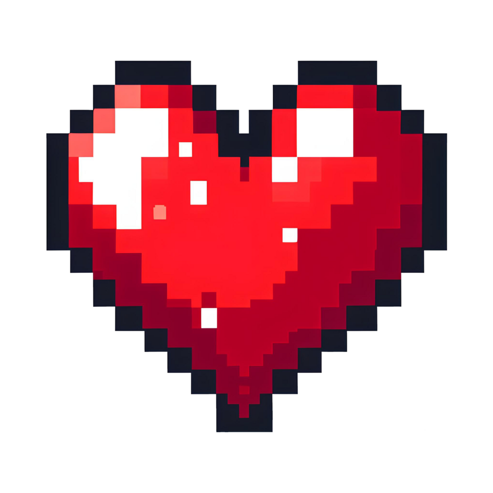 AI generated pixelation of red heart in PNG image