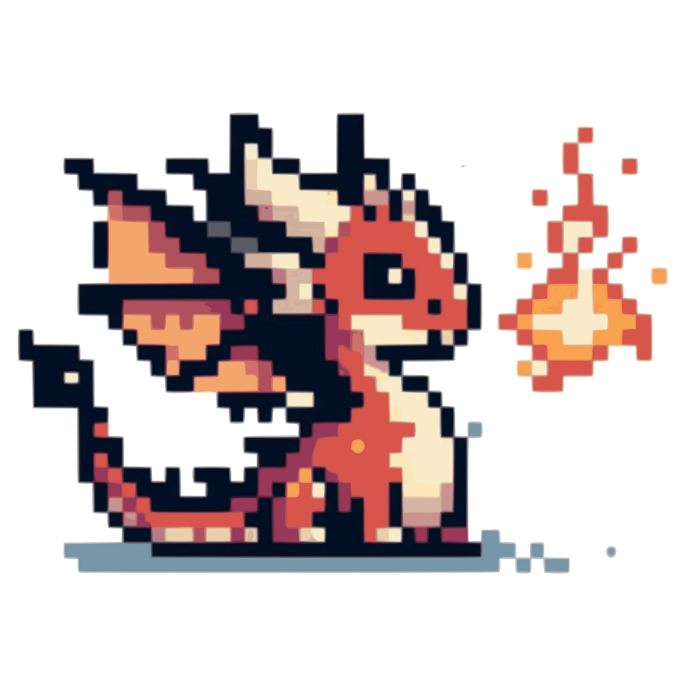 ai généré pixellisation de dragon sur transparent Contexte png