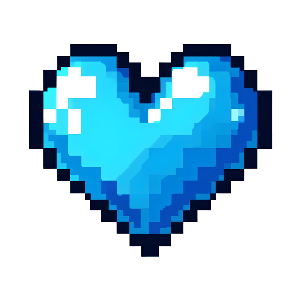 AI generated pixelation of blue heart in PNG image
