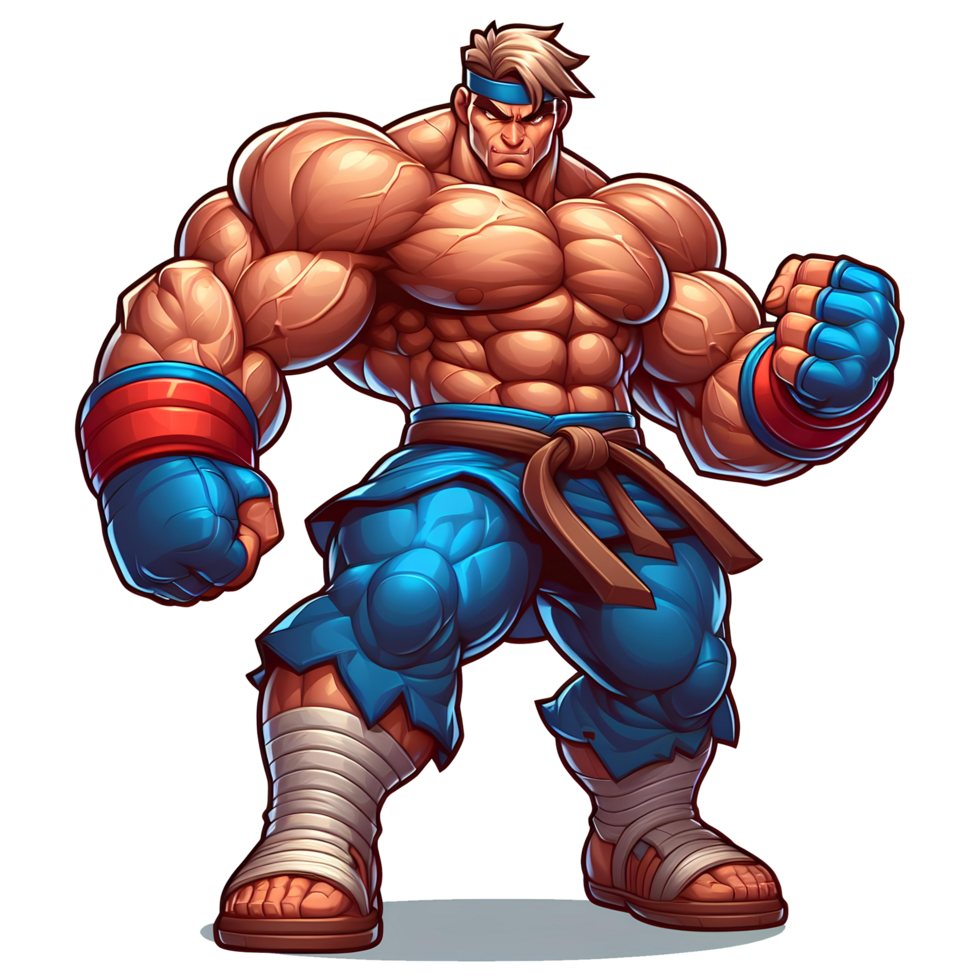 AI generated Powerful Game Character with Muscular Build on Transparent Background png