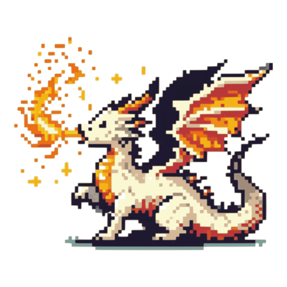 AI generated pixelation of dragon on transparent background png