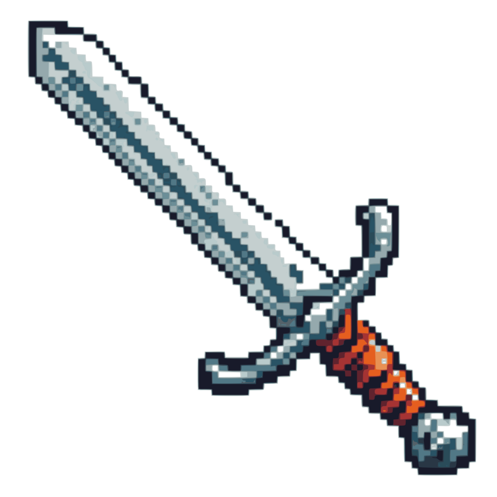 AI generated pixelation of sword or blade PNG