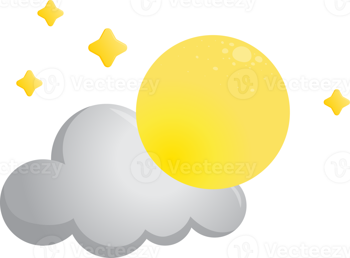 night Sky cloud fullmoon symbol forcast wheather isolate illustration gradient design png
