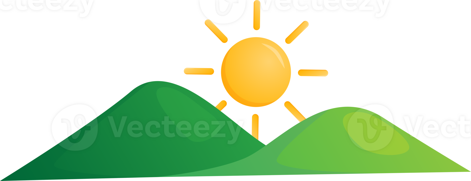 sunset or sunrise mountain symbol forcast wheather isolate illustration gradient design png
