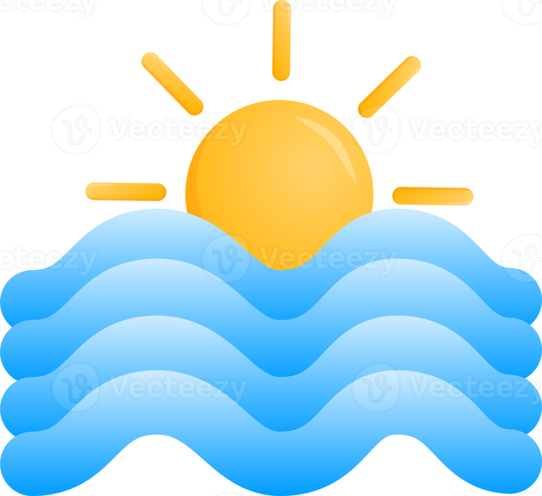 zonsondergang of zonsopkomst Golf zee oceaan symbool forcast weer isoleren illustratie helling ontwerp png