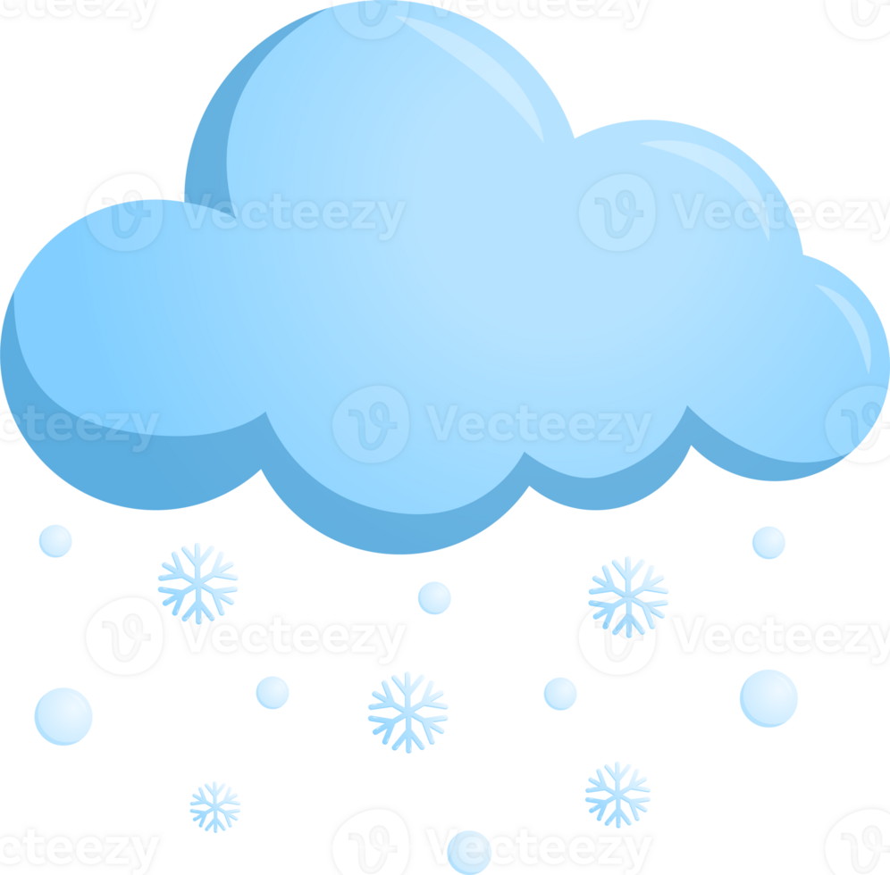 blue Sky cloud snowflake and snowball symbol forcast wheather isolate illustration gradient design png