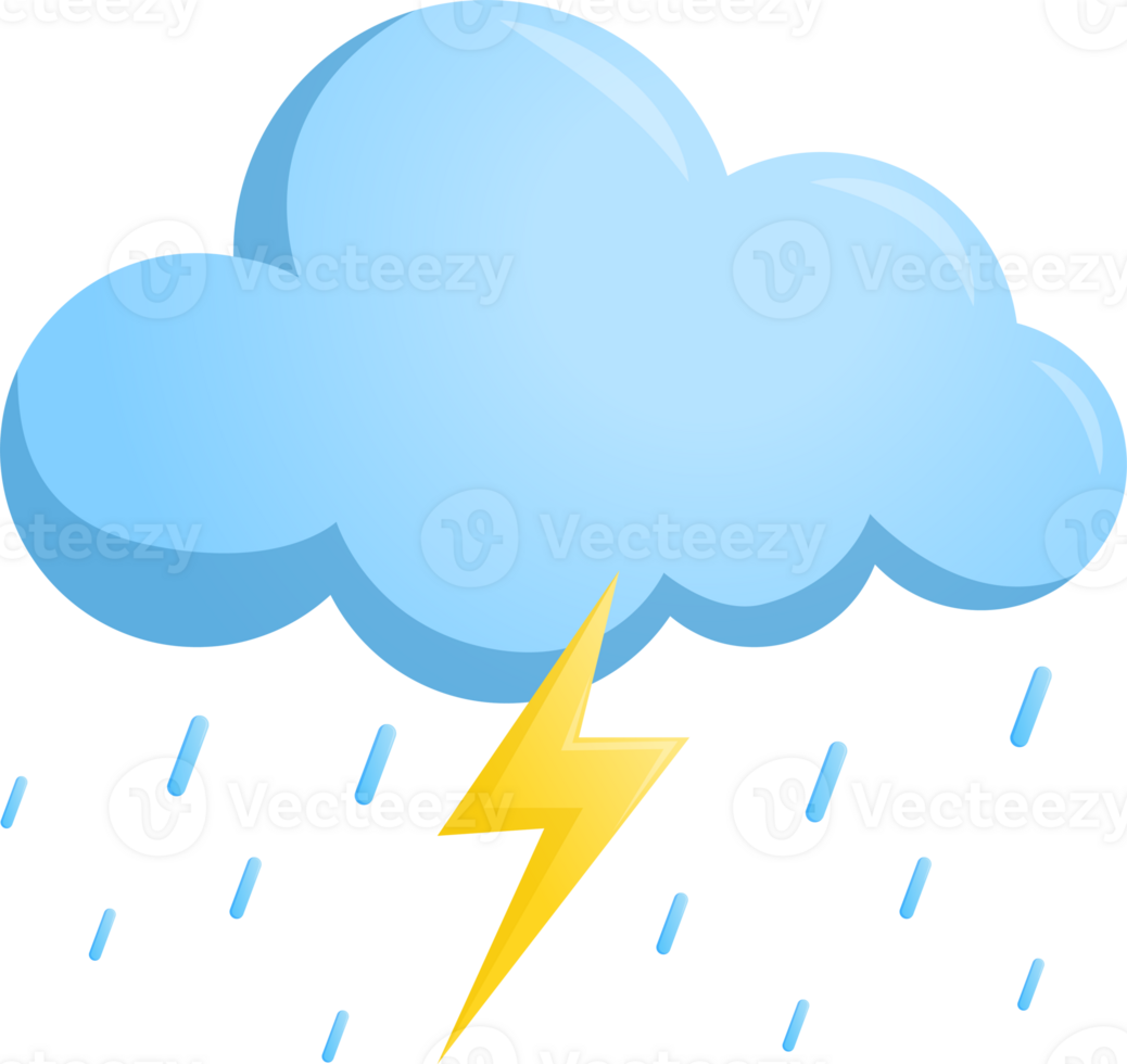blue Sky cloud thunder rain symbol forcast wheather isolate illustration gradient design png
