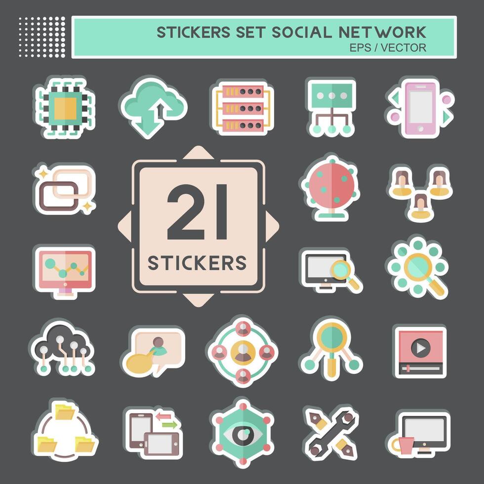 Sticker Set Social Network. related to Internet symbol. simple design illustration vector