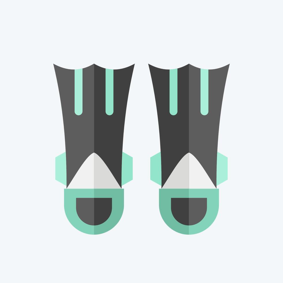 Icon Fins Diving. related to Diving symbol. flat style. simple design illustration vector