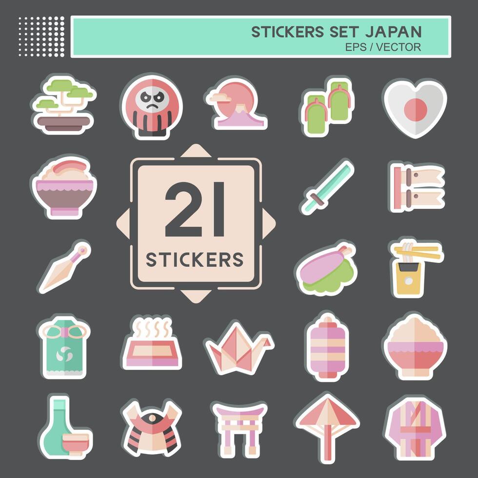 Sticker Set Japan. related to Holiday symbol. simple design illustration. vector