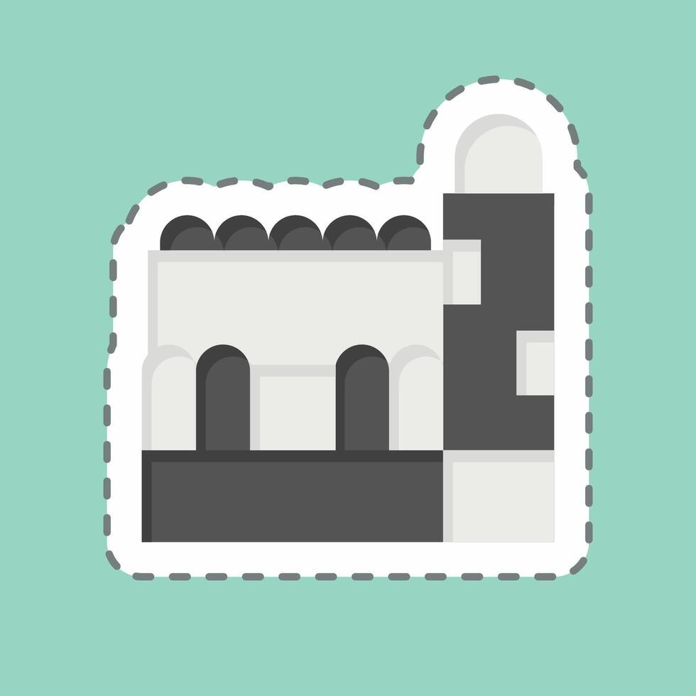 Sticker line cut Mosque. related to Qatar symbol. simple design illustration. vector