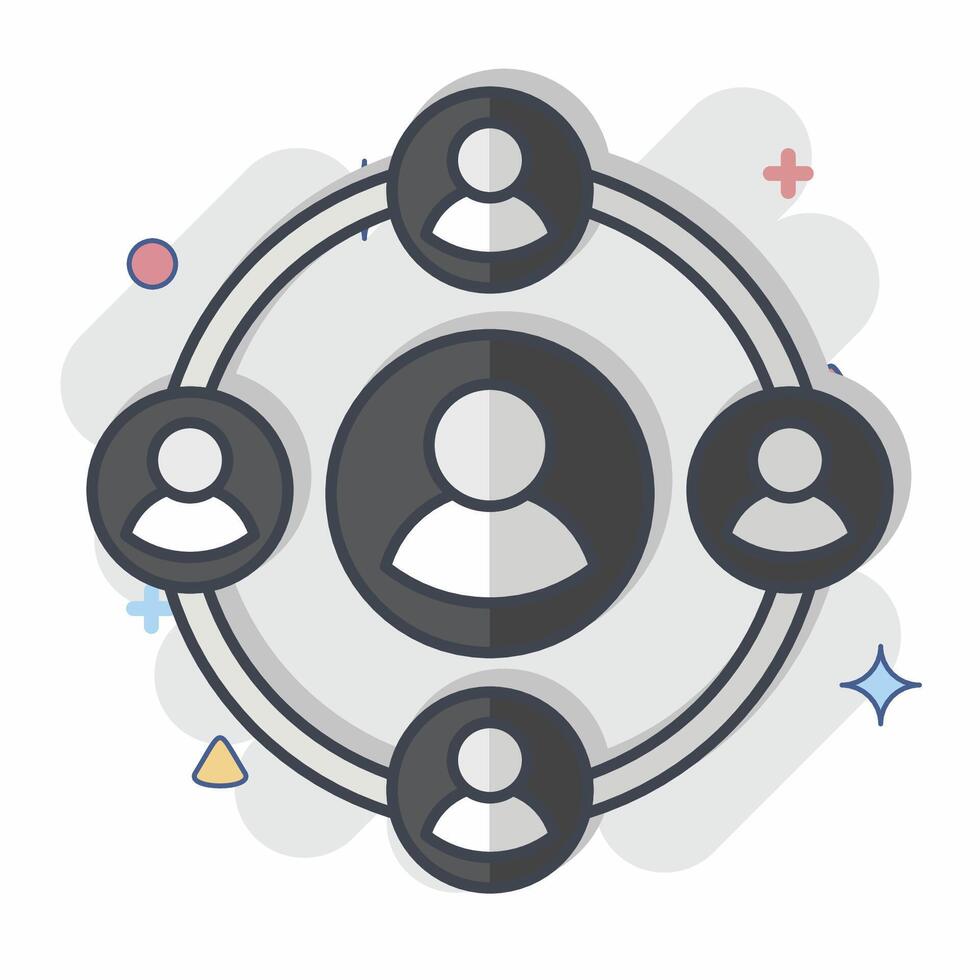 Icon Social. related to Social Network symbol. comic style. simple design illustration vector