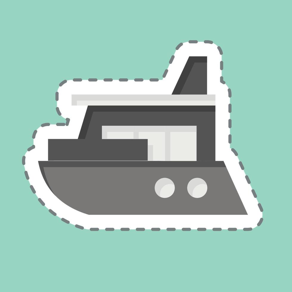 Sticker line cut Yacht. related to Diving symbol. simple design illustration vector