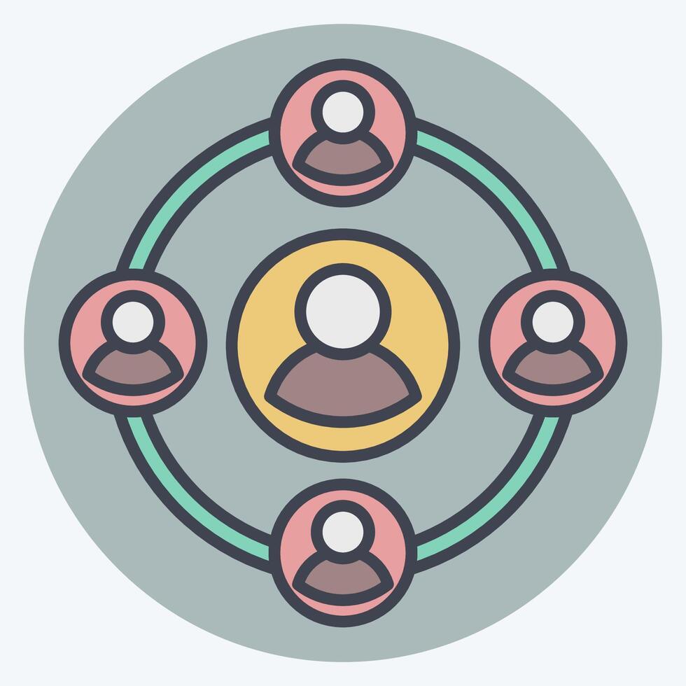 Icon Social. related to Social Network symbol. color mate style. simple design illustration vector