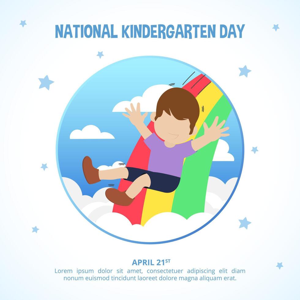 National Kindergarten Day background with a child playing vector