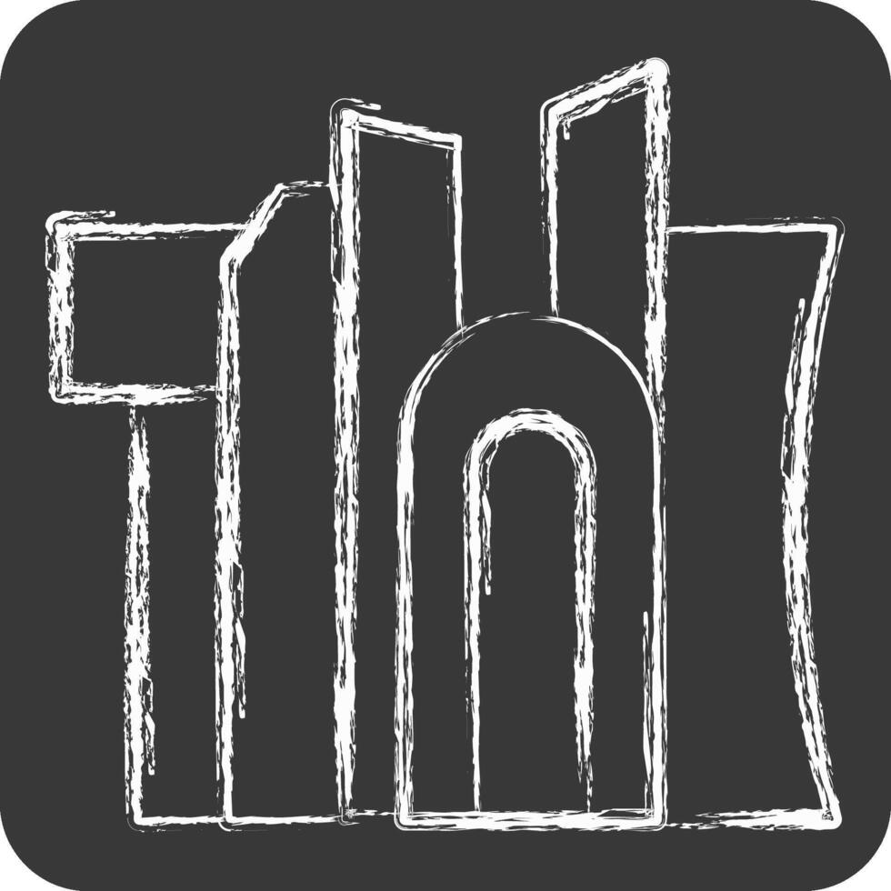 Icon Doha. related to Qatar symbol. chalk Style. simple design illustration. vector