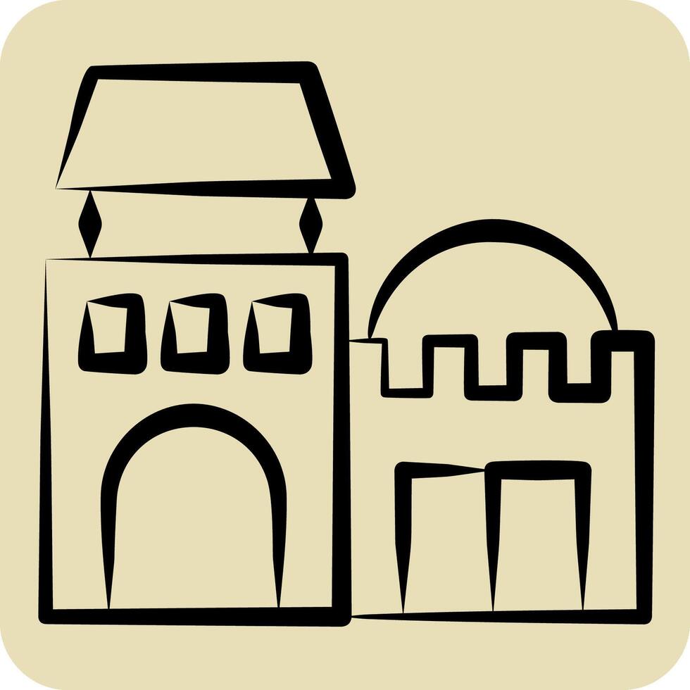 Icon Arab House. related to Qatar symbol. hand drawn style. simple design illustration. vector