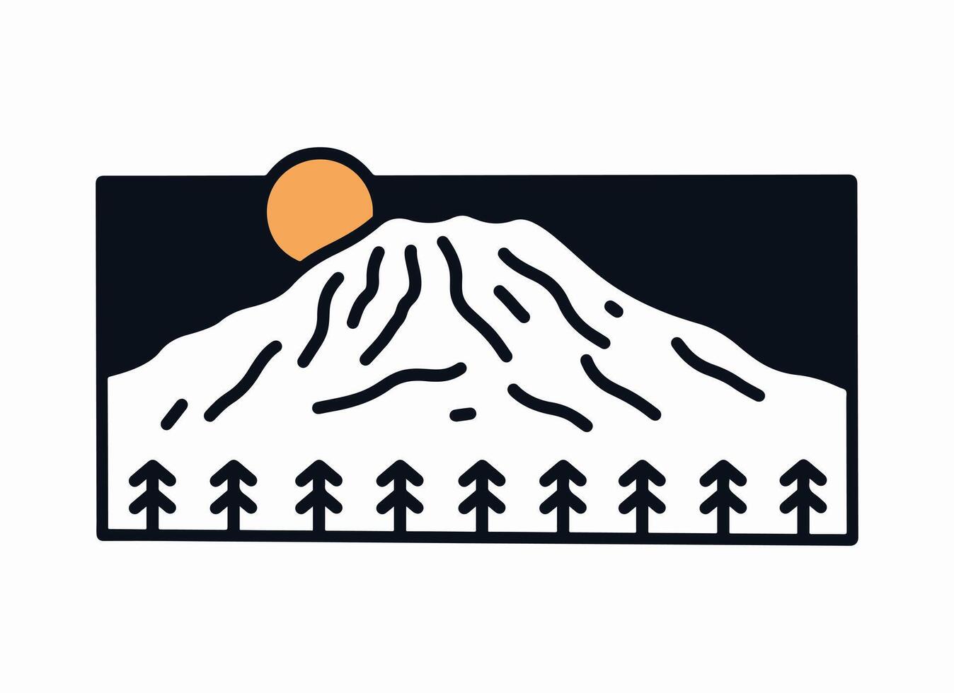 Simply mono line design of Mt. Rainier National Park in the night vector