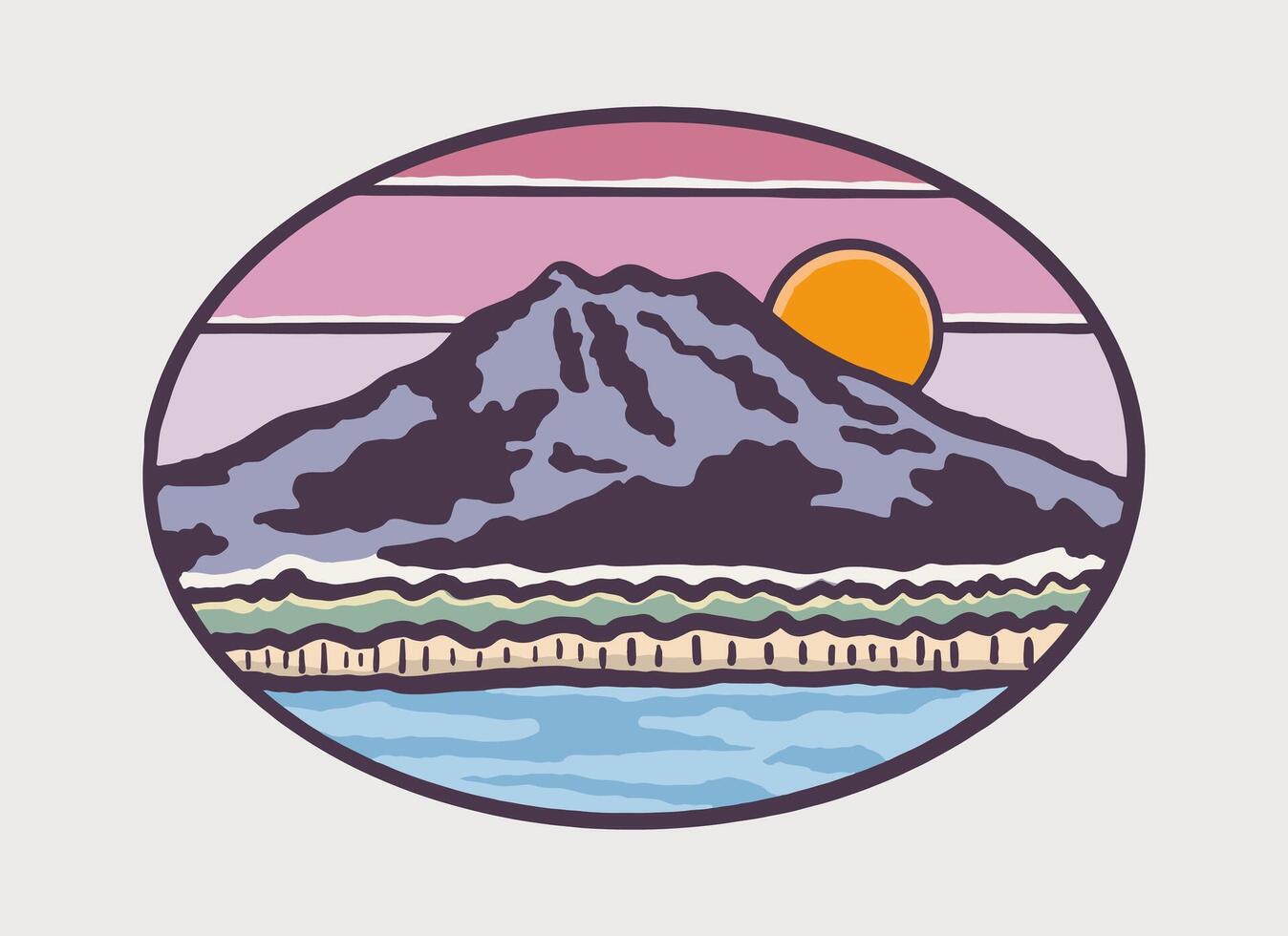 Mt Rainier national Park in vintage hand drawing style design for badge, t shirt, sticker, etc vector