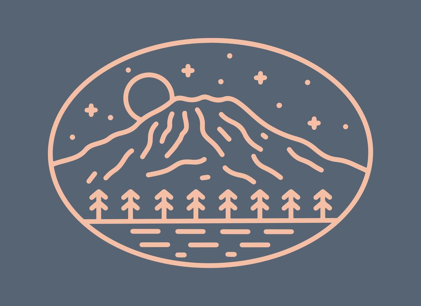 Mt Rainier national Park in simple mono line art, vector illustration for badge, t shirt, sticker, patch, etc