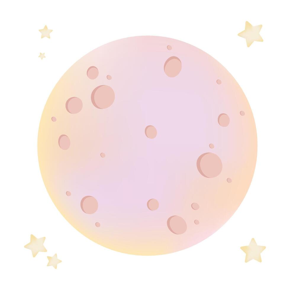 Moon. Set of vector images of the moon and stars in flat style.