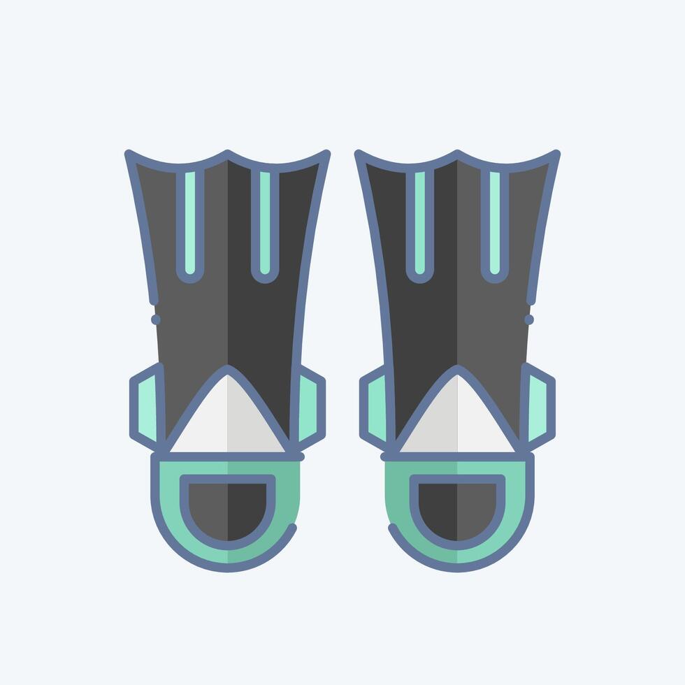 Icon Fins Diving. related to Diving symbol. doodle style. simple design illustration vector