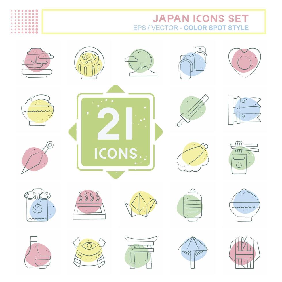 Icon Set Japan. related to Holiday symbol. Color Spot Style. simple design illustration. vector