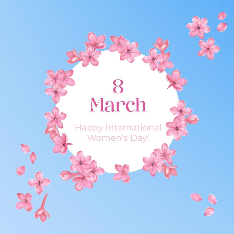 A realistic lilac flowers for International Women's Day card on March 8th. Perfect for greeting cards, invitations, and banners, celebrating the beauty of nature and womanhood. Not AI. vector