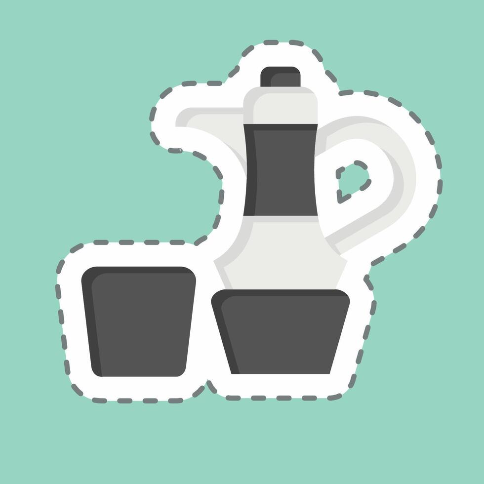 pegatina línea cortar café. relacionado a Katar símbolo. sencillo diseño ilustración. vector