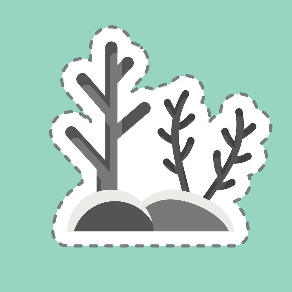 Sticker line cut Ocean. related to Diving symbol. simple design illustration vector