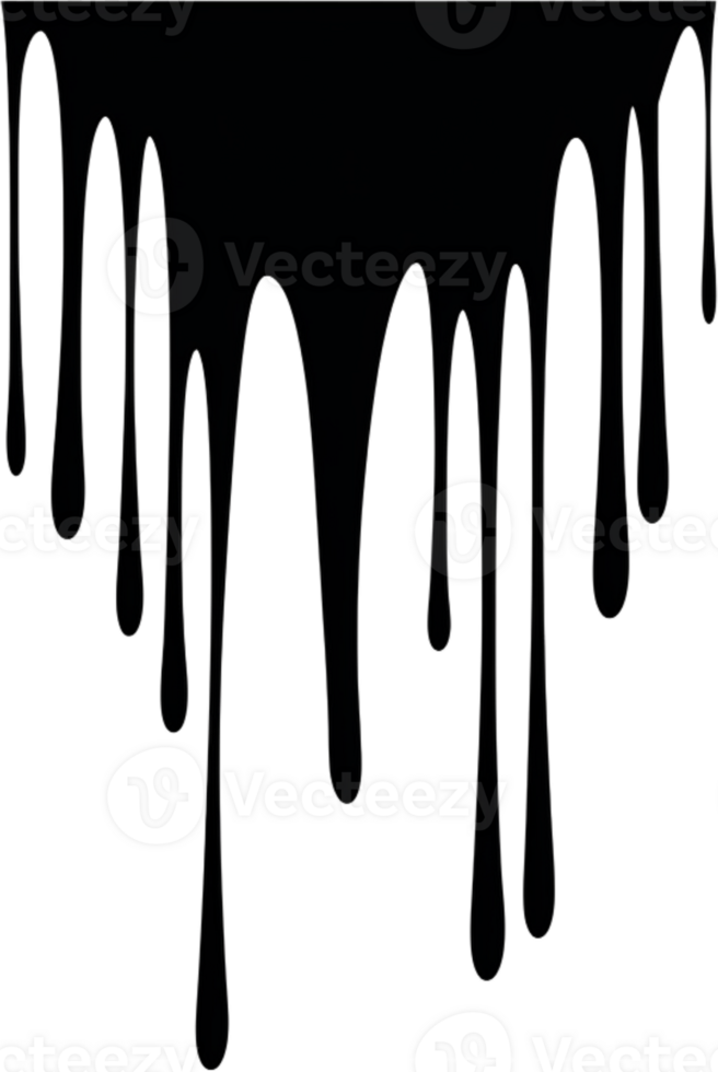 ai gegenereerd een bloed spoor horizontaal lijn, een dicht druipend zwart vloeistof langzaam gaan omlaag. geïsoleerd png