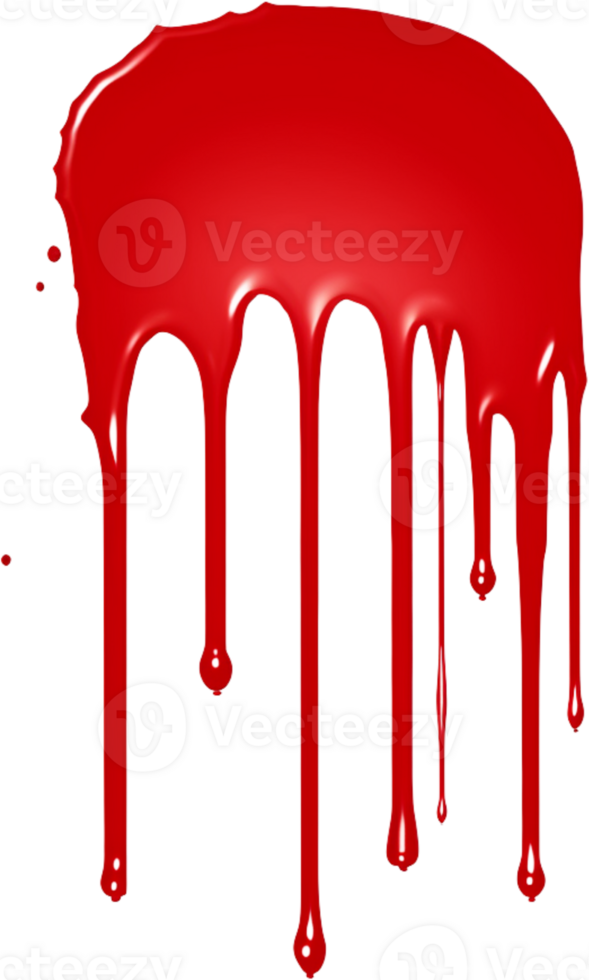 AI generated A blood trail horizontal line, a dense dripping red liquid slowly going down. Isolated png