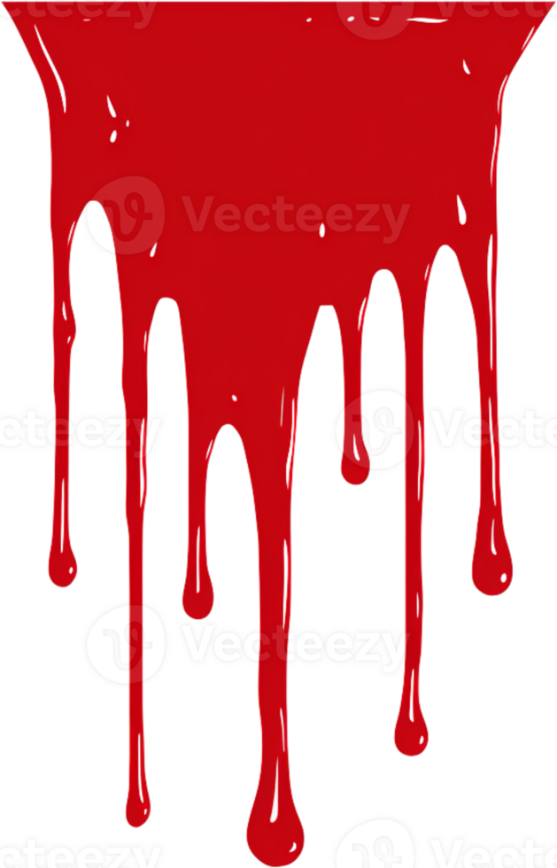 AI generated A blood trail horizontal line, a dense dripping red liquid slowly going down. Isolated png