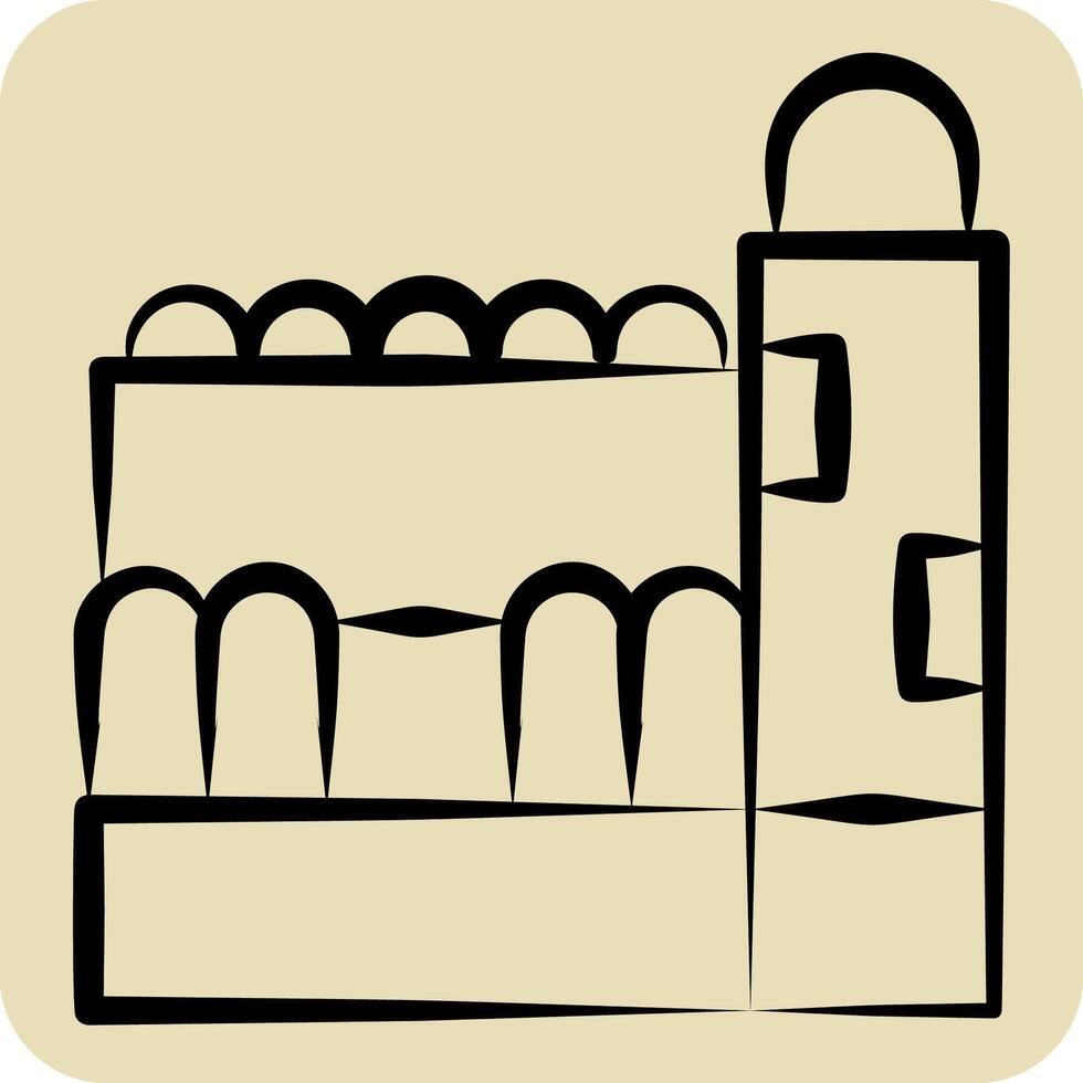 Icon Mosque. related to Qatar symbol. hand drawn style. simple design illustration. vector