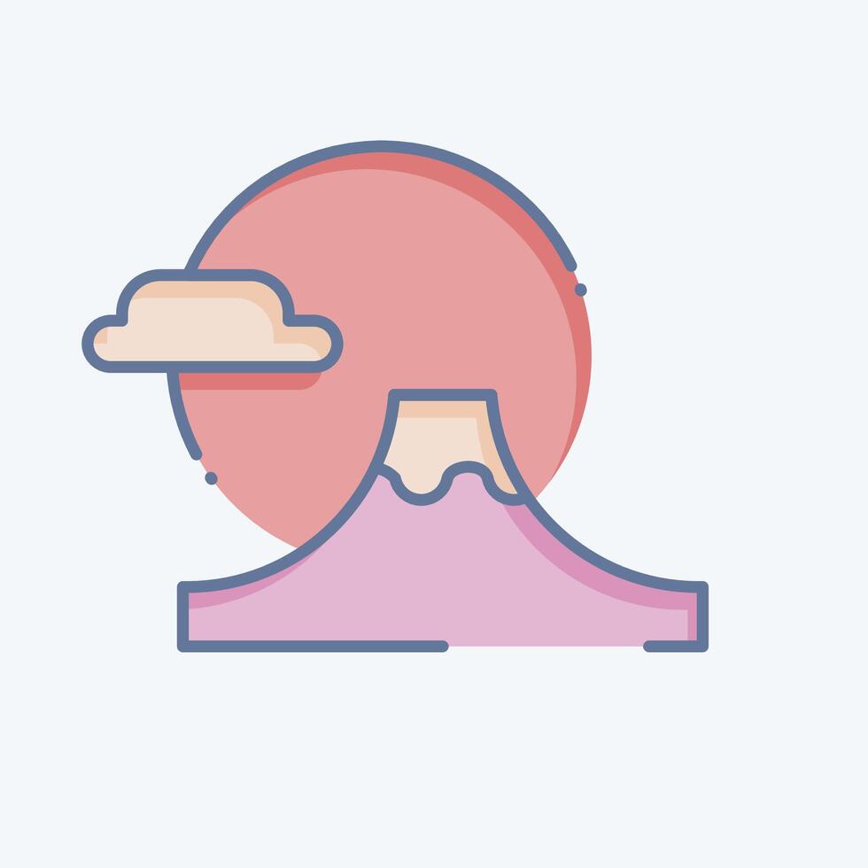 Icon Fuji Mountain. related to Japan symbol. doodle style. simple design illustration. vector