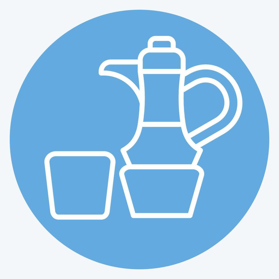 Icon Coffe. related to Qatar symbol. blue eyes style. simple design illustration. vector