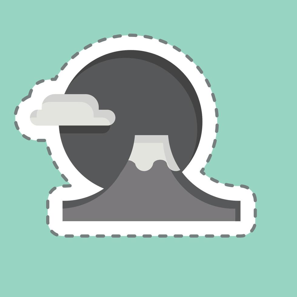 Sticker line cut Fuji Mountain. related to Japan symbol. simple design illustration. vector